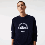 Lacoste moletom felpudo de ajuste regular homens azul marinho branco 525 88BL1268