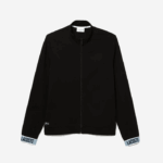 Lacoste moletom gola alta de algodão orgânico com zíper homens preto 031 88BL1530
