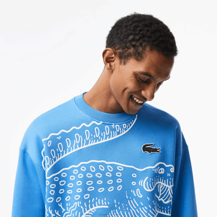 Lacoste moletom gola redonda com estampa croc homens azul l99 88BL363 - Image 2