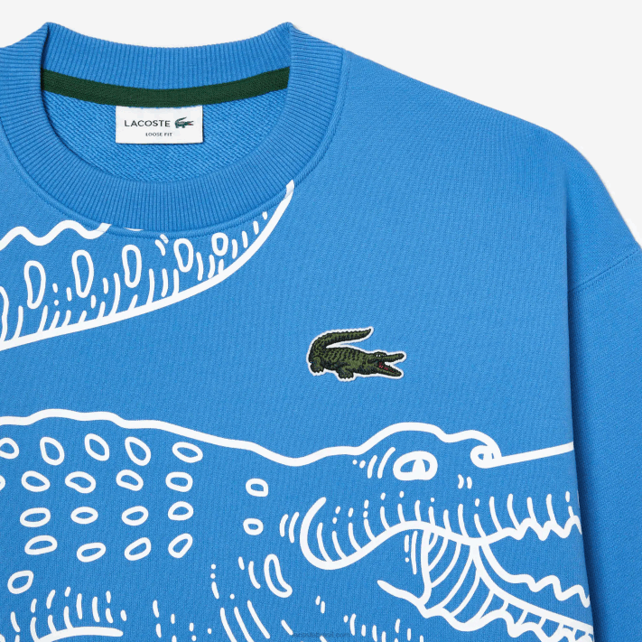 Lacoste moletom gola redonda com estampa croc homens azul l99 88BL363 - Image 5