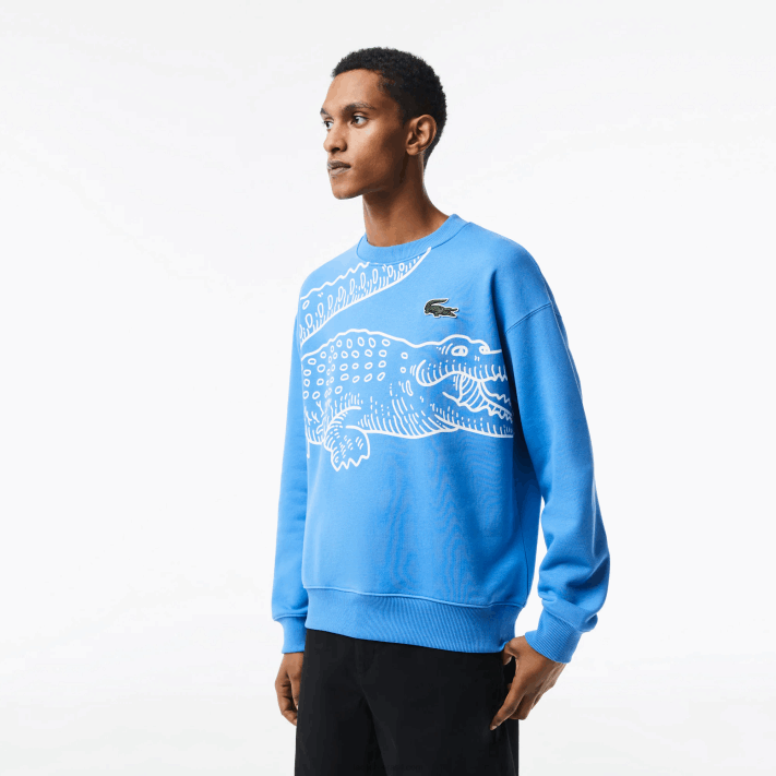 Lacoste moletom gola redonda com estampa croc homens azul l99 88BL363 - Image 1