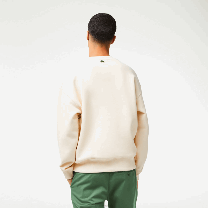 Lacoste moletom gola redonda com estampa croc homens branco xfj 88BL360 - Image 3