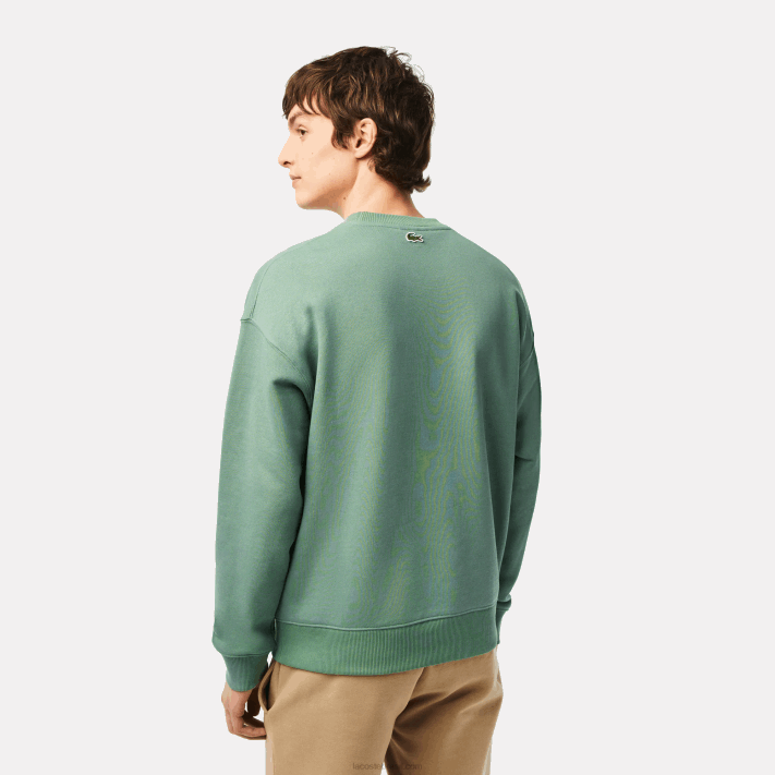 Lacoste moletom gola redonda com estampa croc homens verde caqui kx5 88BL361 - Image 3