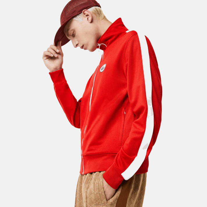 Lacoste moletom piquet com zíper e gola alta regular fit homens vermelho 240 88BL1015 - Image 4