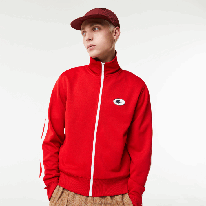 Lacoste moletom piquet com zíper e gola alta regular fit homens vermelho 240 88BL1015 - Image 1