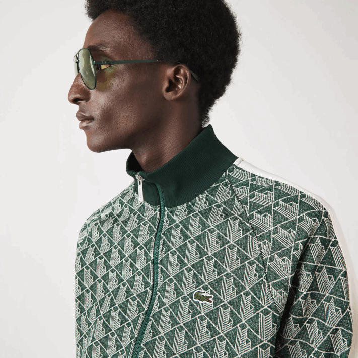 Lacoste moletom regular fit com estampa de monograma homens verde bege 7m4 88BL276 - Image 4