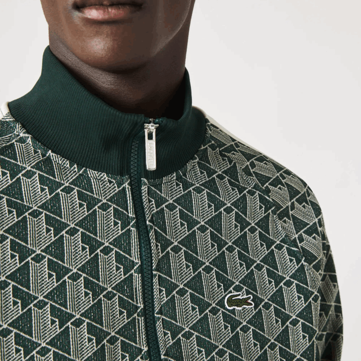 Lacoste moletom regular fit com estampa de monograma homens verde bege 7m4 88BL276 - Image 6