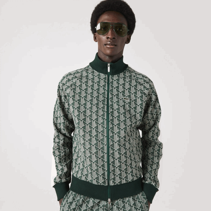 Lacoste moletom regular fit com estampa de monograma homens verde bege 7m4 88BL276 - Image 1