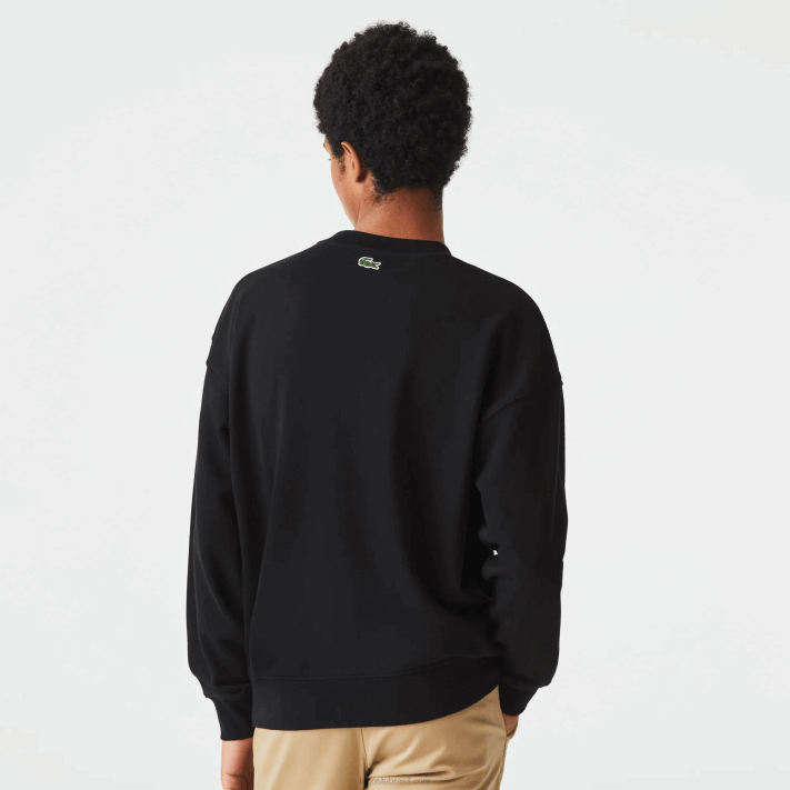 Lacoste moletom solto com estampa de monograma de marca homens preto 031 88BL1010 - Image 3