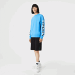 Lacoste moletom solto com estampa reflexiva homens azul 4x 88BL984 - Image 4