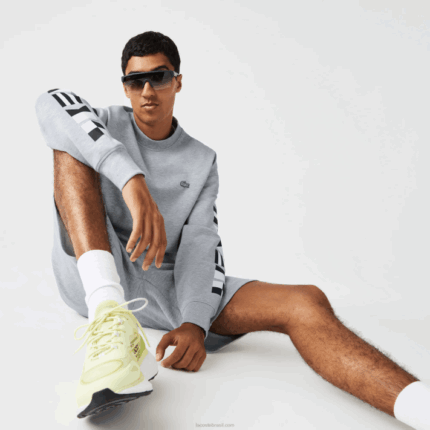 Lacoste moletom solto com estampa reflexiva homens chine cinza cca 88BL983