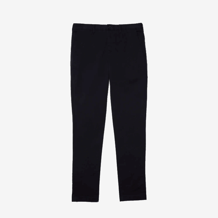 Lacoste novas calças clássicas de algodão elástico de ajuste fino homens azul marinho hde 88BL478 - Image 4