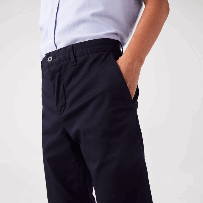 Lacoste novas calças clássicas de algodão elástico de ajuste fino homens azul marinho hde 88BL478 - Image 5
