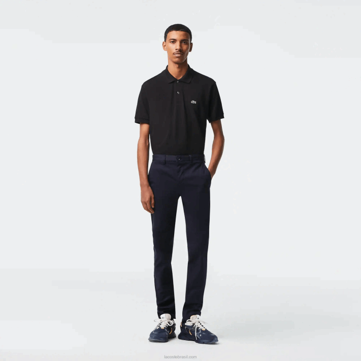 lacoste_novas_calcas_classicas_de_algodao_elastico_de_ajuste_fino_homens_azul_marinho_hde_88bl478.png Lacoste novas calças clássicas de algodão elástico de ajuste fino homens azul marinho hde 88BL478 - Image 1