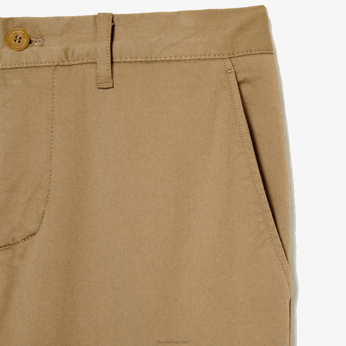 Lacoste novas calças clássicas de algodão elástico de ajuste fino homens bege cb8 88BL476 - Image 3