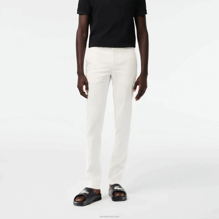 Lacoste novas calças clássicas de algodão elástico de ajuste fino homens branco 70v 88BL1550 - Image 2