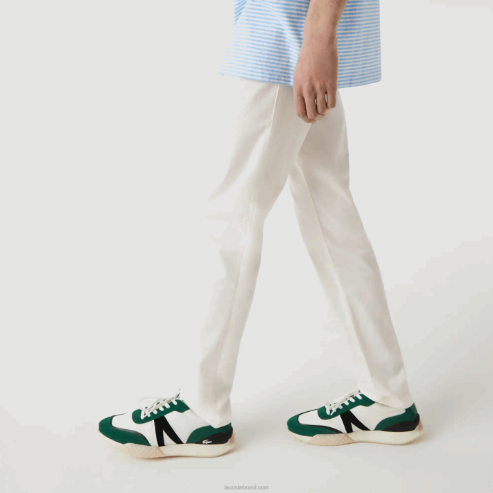 Lacoste novas calças clássicas de algodão elástico de ajuste fino homens branco 70v 88BL1550 - Image 4