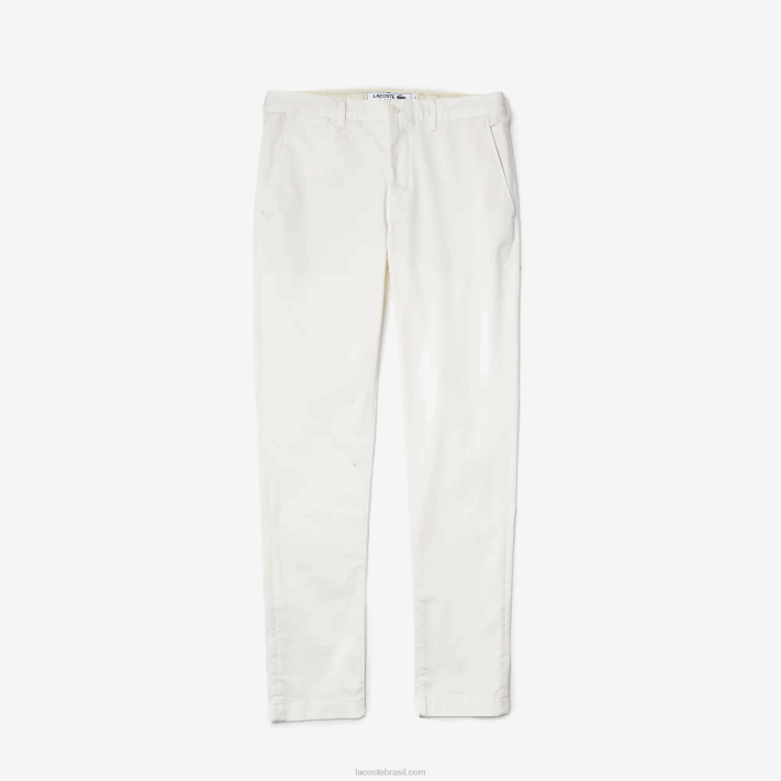 Lacoste novas calças clássicas de algodão elástico de ajuste fino homens branco 70v 88BL1550 - Image 5