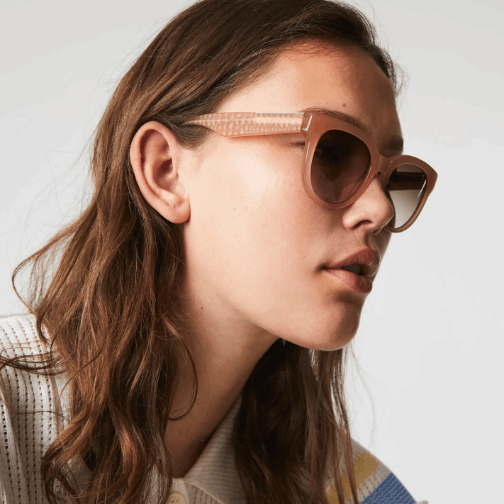 Lacoste óculos de sol ovais de pele de croco de acetato mulheres rosa 662 88BL2919 - Image 2