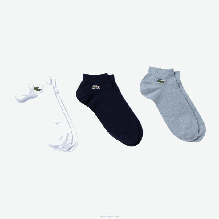 lacoste_pacote_com_3_meias_esportivas_decotadas_homens_chine_cinza_azul_marinho_branco_5kc_88bl510.png Lacoste pacote com 3 meias esportivas decotadas homens chine cinza azul marinho branco 5kc 88BL510 - Image 1