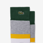 Lacoste pacote de três meias de algodão com nervuras de corte alto homens lombo cinza amarelo verde lly 88BL1686 - Image 2