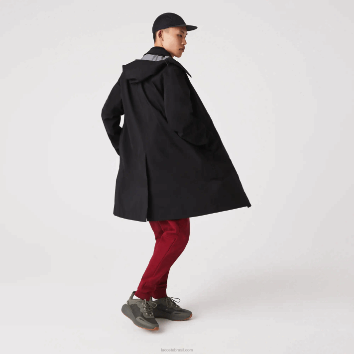 Lacoste parka impermeável com capuz removível na altura do joelho homens preto 031 88BL1273 - Image 2