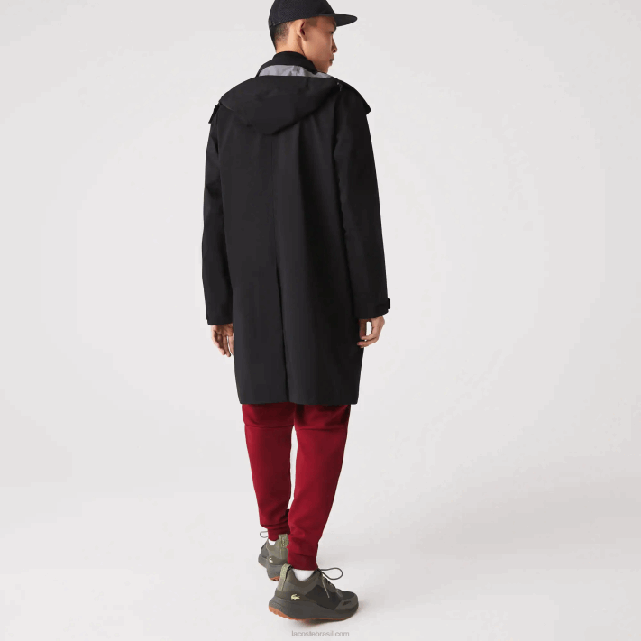 Lacoste parka impermeável com capuz removível na altura do joelho homens preto 031 88BL1273 - Image 4