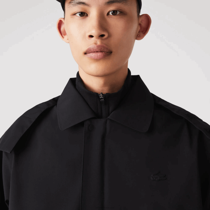 Lacoste parka impermeável com capuz removível na altura do joelho homens preto 031 88BL1273 - Image 5