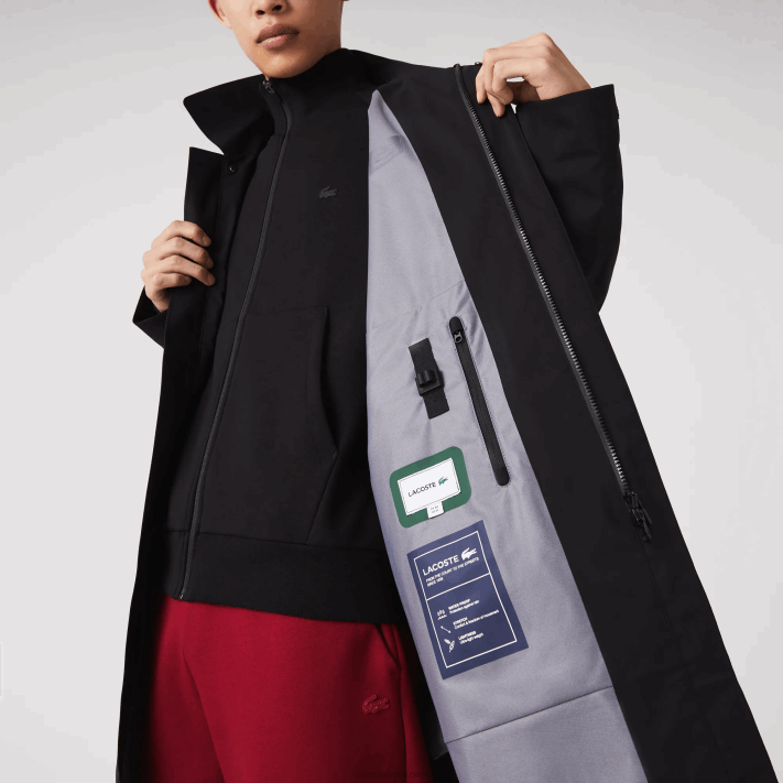 Lacoste parka impermeável com capuz removível na altura do joelho homens preto 031 88BL1273 - Image 7