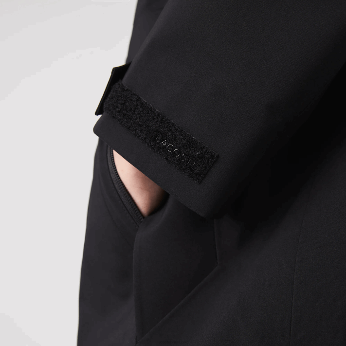 Lacoste parka impermeável com capuz removível na altura do joelho homens preto 031 88BL1273 - Image 8