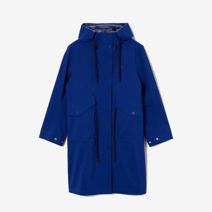 Lacoste parka resistente à água com capuz longo mulheres bdm azul 88BL2628 - Image 5