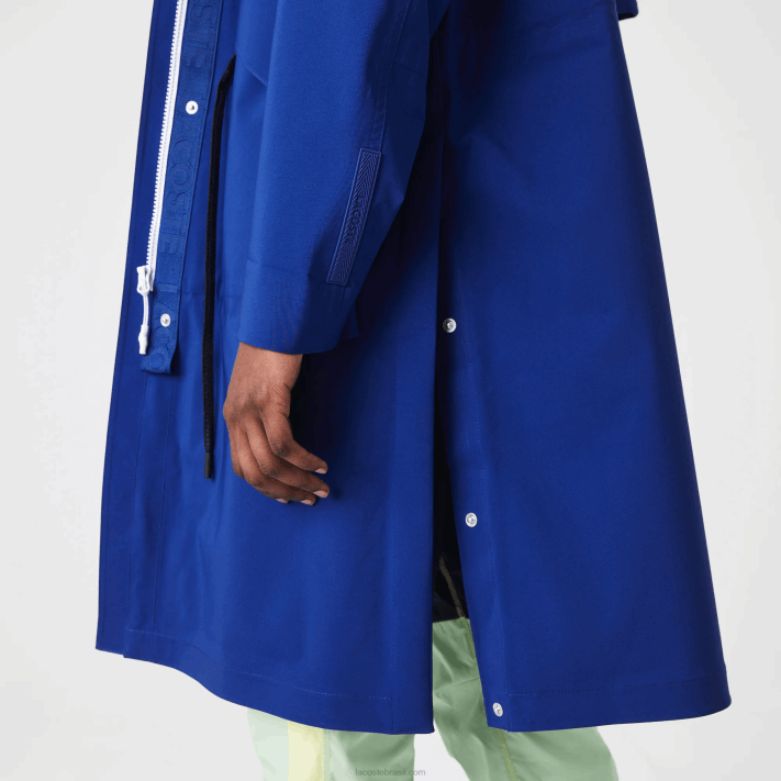 Lacoste parka resistente à água com capuz longo mulheres bdm azul 88BL2628 - Image 7