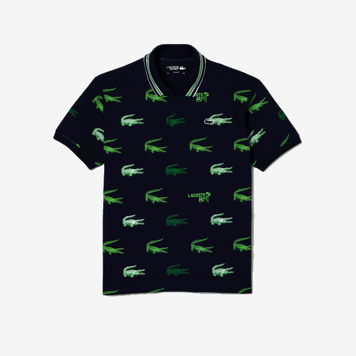 Lacoste polo com estampa de crocodilo de golfe homens azul marinho branco verde xif 88BL203 - Image 1