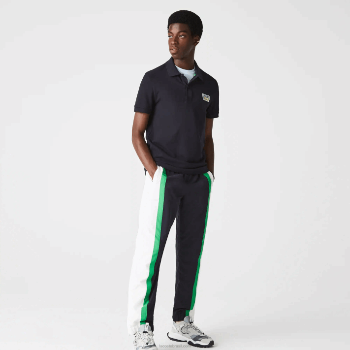Lacoste polo de ajuste regular em pique de algodão distintivo homens azul marinho hde 88BL912 - Image 2