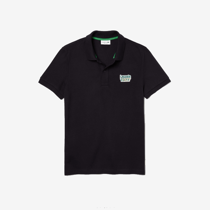 Lacoste polo de ajuste regular em pique de algodão distintivo homens azul marinho hde 88BL912 - Image 4