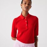 Lacoste polo de algodão flexível slim fit mulheres vermelho 240 88BL2516