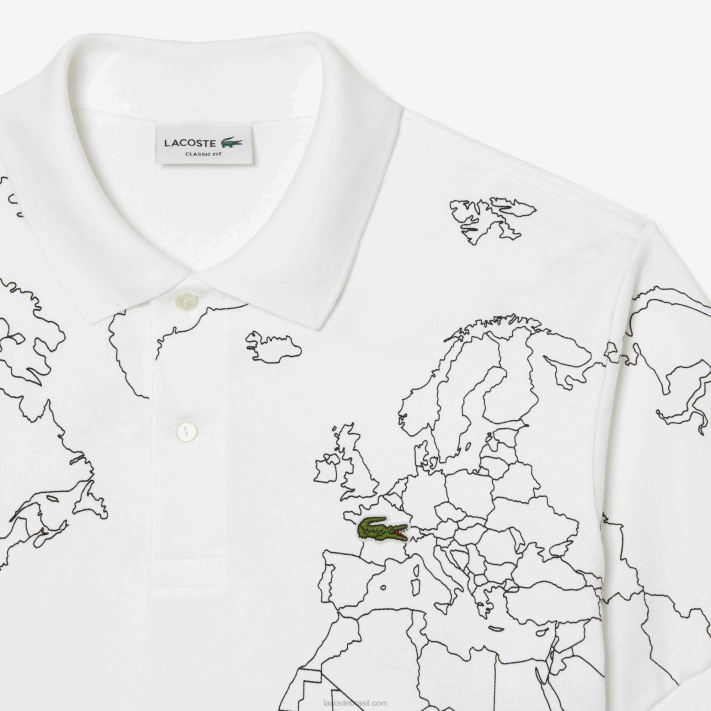 Lacoste polo de algodão orgânico estampado l.12.12 original homens branco 001 88BL32 - Image 2