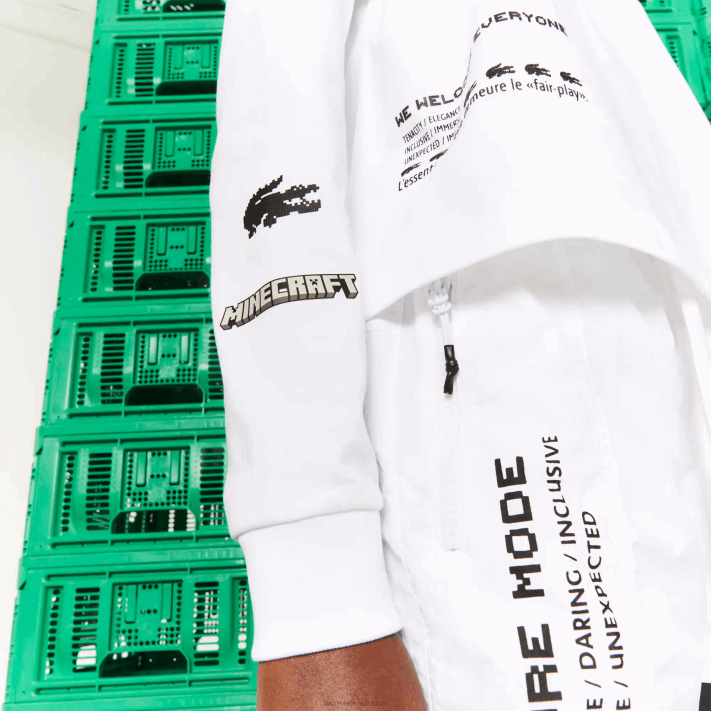 Lacoste pólo de algodão oversized live x minecraft mulheres branco 001 88BL2523 - Image 2