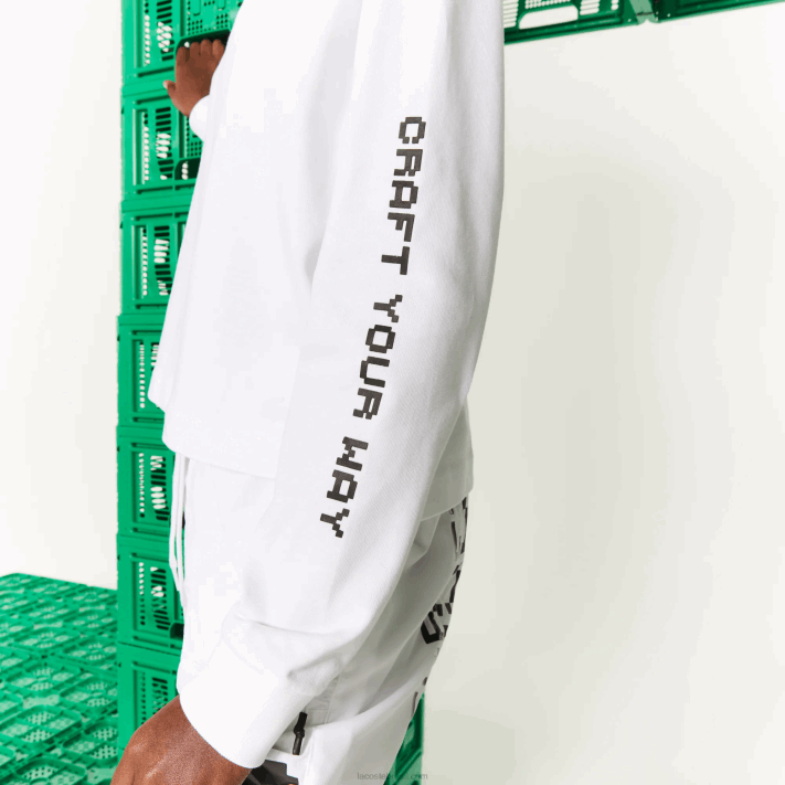 Lacoste pólo de algodão oversized live x minecraft mulheres branco 001 88BL2523 - Image 3
