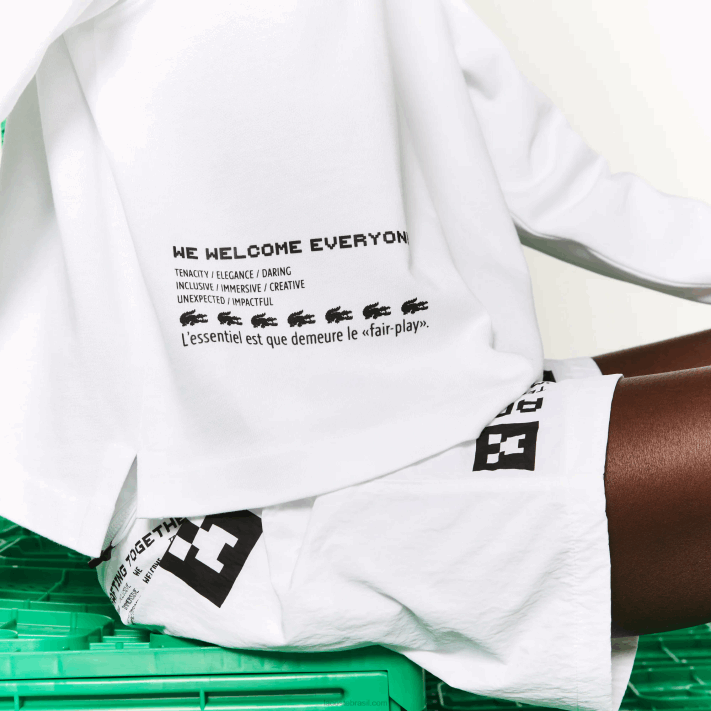Lacoste pólo de algodão oversized live x minecraft mulheres branco 001 88BL2523 - Image 7