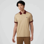 Lacoste polo de gola contrastante de ajuste clássico homens bege 02s 88BL580