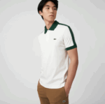 Lacoste polo de gola contrastante de ajuste clássico homens branco 70v 88BL582