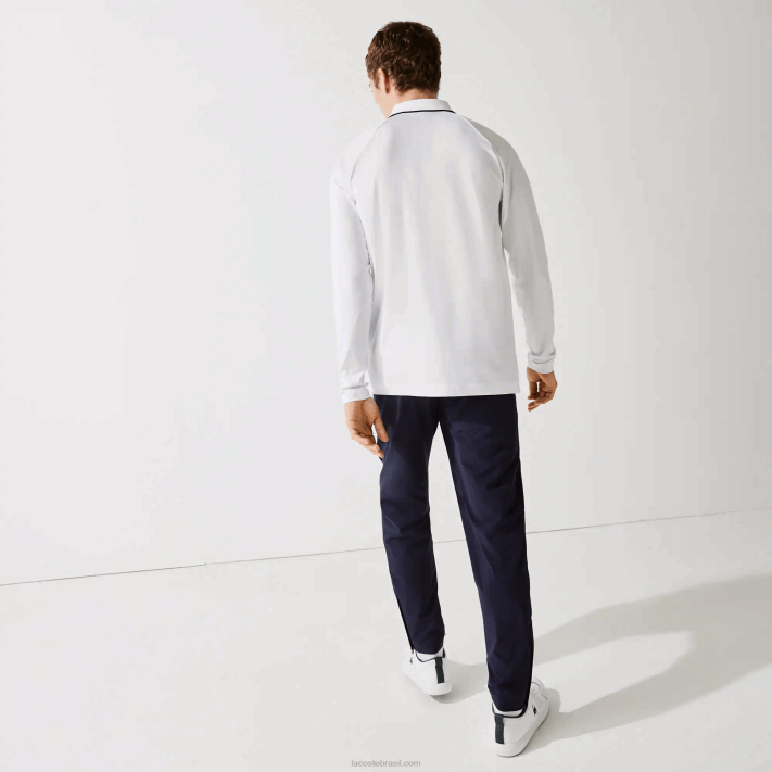 Lacoste pólo de golfe respirável esporte homens branco azul marinho 522 88BL847 - Image 3