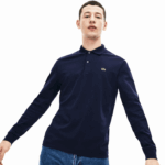 Lacoste polo de manga longa de algodão pima de ajuste regular homens azul marinho 166 88BL860 - Image 4