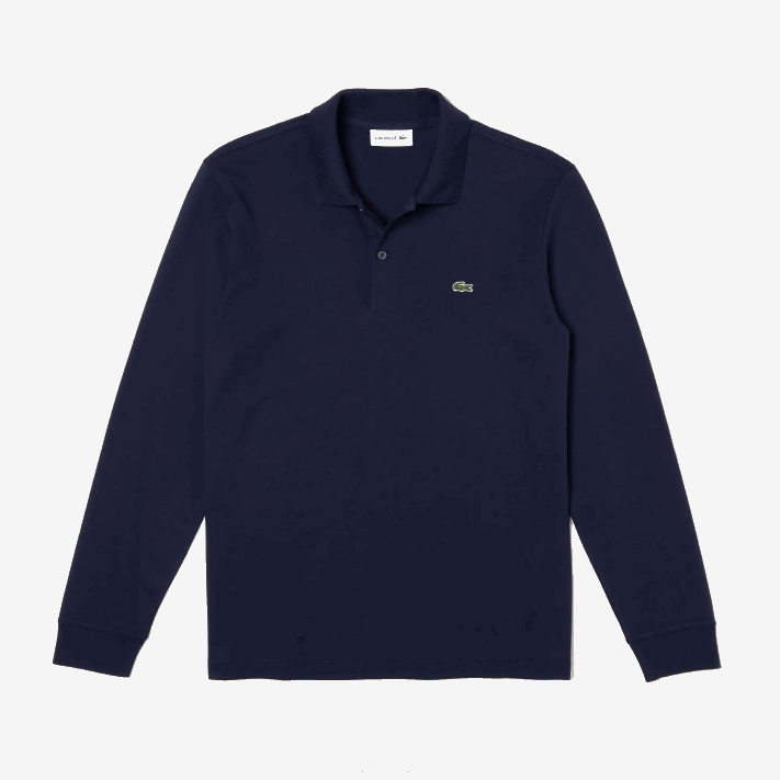 Lacoste polo de manga longa de algodão pima de ajuste regular homens azul marinho 166 88BL860 - Image 5