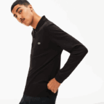 Lacoste polo de manga longa de algodão pima de ajuste regular homens preto 031 88BL858 - Image 2