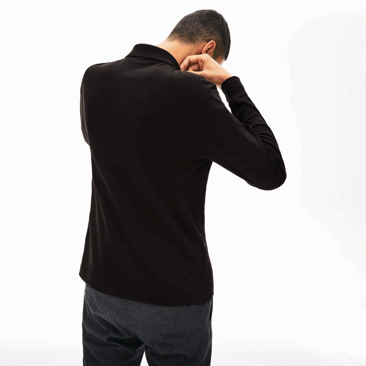 Lacoste polo de manga longa de algodão pima de ajuste regular homens preto 031 88BL858 - Image 3
