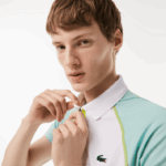 Lacoste polo de poliéster reciclado de tênis com tecnologia ultra-dry homens branco verde claro amarelo awc 88BL137 - Image 2