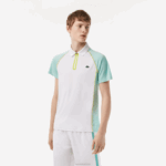 Lacoste polo de poliéster reciclado de tênis com tecnologia ultra-dry homens branco verde claro amarelo awc 88BL137