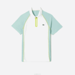Lacoste polo de poliéster reciclado de tênis com tecnologia ultra-dry homens branco verde claro amarelo awc 88BL137 - Image 4